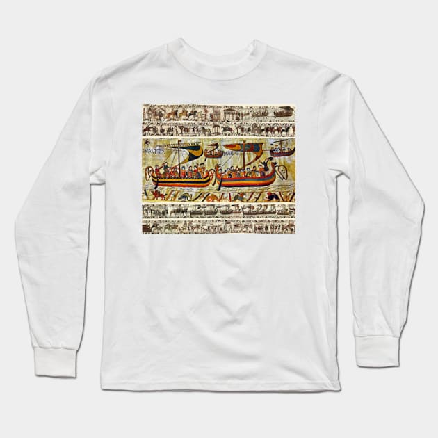 THE BAYEUX TAPESTRY, VIKING SHIPS Long Sleeve T-Shirt by BulganLumini